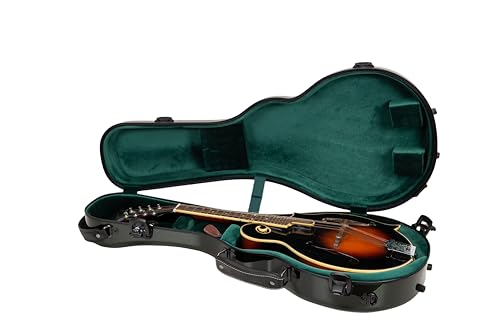 Crossrock Air Carbon Mandolin Case for F-Style (Fits Gibson F5) | Gloss 3K Carbon Weave Finish in Racing Green, TSA Lock, Backpack Straps, Dust Cover – Elite Flight Case