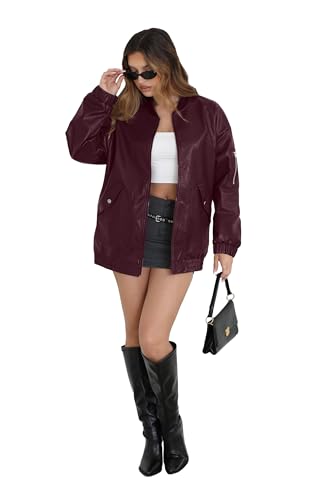 Image of Sampeel Leather Jacket Women Faux Oversized Motorcycle Bomber Coats 2026 Fall Fashion Outfits Winter Clothes