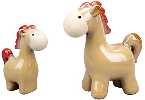 ZKSYLSM 2 figuras de cerámica coleccionables de caballos de estilo vintage, estatua de cerámica para manualidades, estatua de animales, escultura abstracta para decoración de mesa del hogar