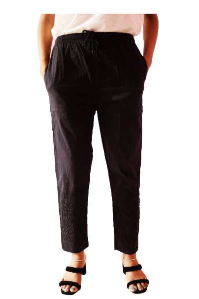 Pants for Women Cotton Straight Chikankari Embroidery Salwar Trouser for Summer-picture-52