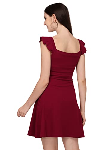 Image of Mehrang Fashion Western Dress || Stretchable Solid Sleeveles Frill Dress for Women || Western Dresses for Women || Dress for Women|| Summer Short Dresses for Women