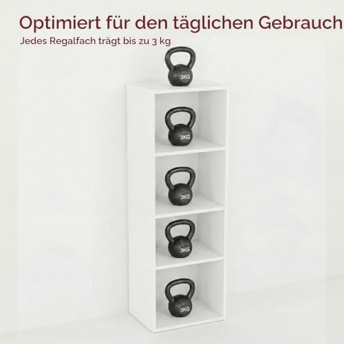 Vida Designs Oxford Bücherregal mit 4 Ebenen, würfelförmig, weiß, Holz-Regaleinheit für Büro, Wohnzimmermöbel – Ansicht 6