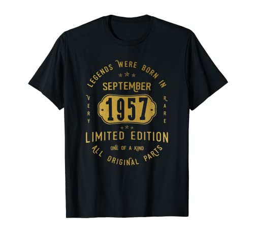 65 años Cumpleaños Las Leyendas nacen en Septiembre de 1957 Camiseta