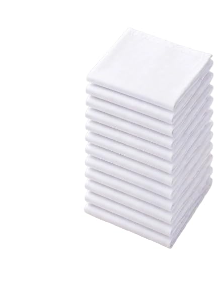 SportZone Men's Cotton Handkerchief Pack of 12 | White Soft & Absorbent Hankies | Premium Quality Everyday Use Pocket Square for Men-image-45