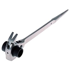 Projahn 2319221 Gerüstbauerschlüssel 4-in-1, Hammer/Nageleisen/Umschaltknarre/Spitzkegeldorn, Ratschenfunktion Größe 19/22, vielseitig, universell einsetzbar, stabil, Chrom-Vanadium-Stahl