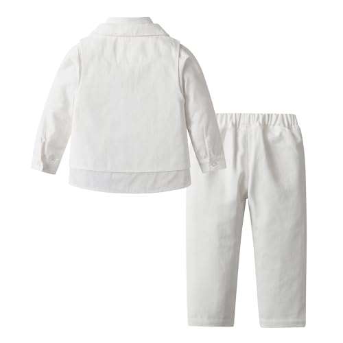 Image of Mud Kingdom Boys Suits for Weddings White Shirts, Vests and Pants Clothes Sets
