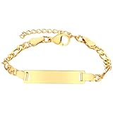 VILLFUL Pulsera Ajustable de Acero Inoxidable para Niña Pulsera DIY con Placa Personalizable para Regalo Único