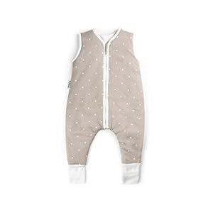 Ehrenkind® Zomerslaapzak met benen, voor baby‘s, gemaakt van biologisch katoen, geschikt voor de zomer Maat 80 taupe met witte sterren