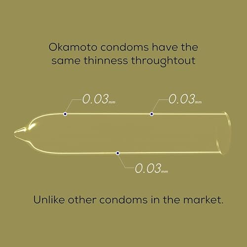 Okamoto Condom | Ultra Thin Condoms for Men | Thinnest Premium Snug Fit Condoms | Made In Japan | 0.03 mm thin | 003 Realfit (Pack of 3)