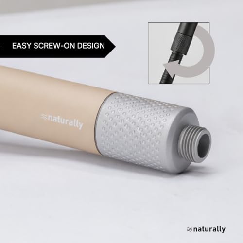 Image of Naturally Mooi Filtered Handheld Shower (Beige) | Hard Water Filter for Bathroom | Chlorine Removal | Soft Water for Hair & Skin | 3-Stage Filtration | Screw-On Installation | Enhanced Pressure