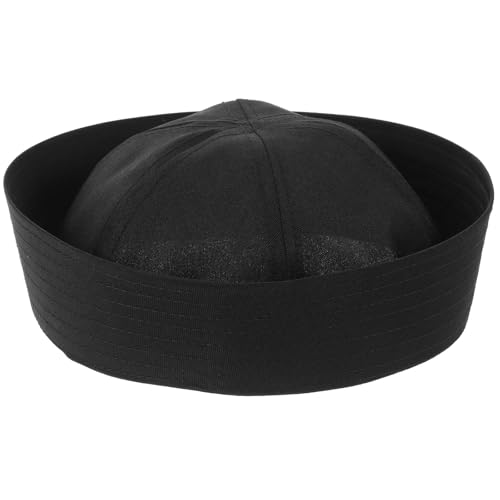 Chapeau de capitaine noir réglable en polyester pour costume de marin