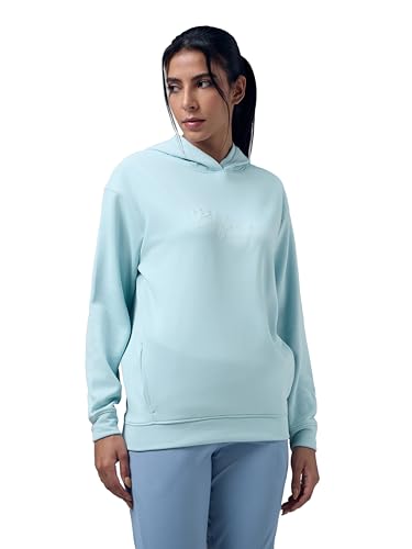 Image of TECHNOSPORT Women's Regular Fit Graphic Print Hooded Neck Full Sleeve Technowarm+ Sweatshirt for Casual & Regular Use