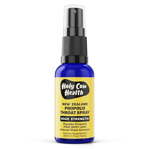 Propolis Manuka Throat Spray - Instant relief for a dry, scratchy throat - Daily immune support - Freshens breath + Promotes oral health - Made in New Zealand by Holy Cow Health