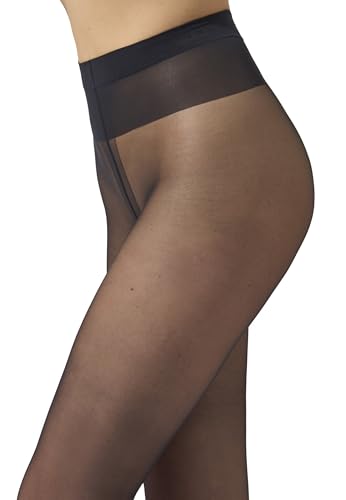 Image of Wolford Individual 10 Control Top Tights For Women Sheer Support Pantyhose Waist Sculpting Cotton Gusset Soft Waistband