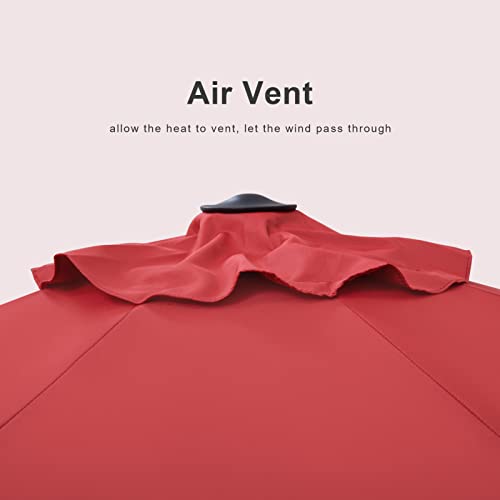 Tempera 9' Outdoor Market Patio Table Umbrella With Push Button Tilt And Crank,Large Sun Umbrella With Sturdy Pole&Fade Resistant Canopy,Easy To Set,Rust Red #TOP4