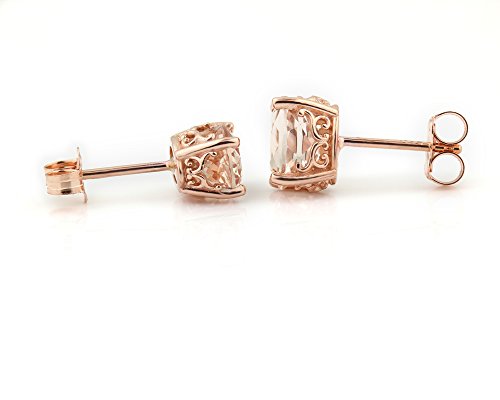 Solid 14k Rose Gold Morganite Stud Earrings4