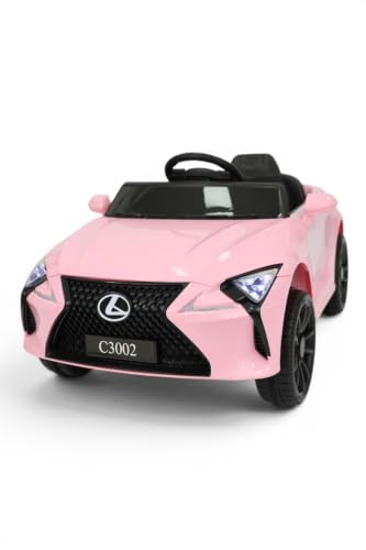 Kids Electric Car Battery Operated Car with Remote Control LED Light Music Rechargeable Battery Operated Kids Race Car for 2-7 Years Old Boys Girls (Pink)