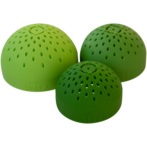 SIFTR (GREEN) Nesting Can Strainer Mini Colander Set - Space Saving Small Colanders and Strainers - Multi Use Kitchen Gadget - Silicone Can Strainer
