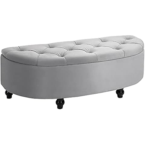 HOMCOM Light Grey Bed End Bench Ottoman Cover