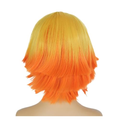 Perruque synthétique courte droite 12 pouces orange pour fêtes et événements cosplay
