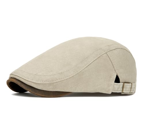 Image of Cotton Newsboy Cap,Breathable Ivy Gatsby Cabbie Beret Hat for Men's Women Driving Hunting Golf