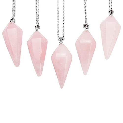 1LO(5pc)ピンクの水晶治癒の散歩チャクラレイキの景観ピラミッド振り子チェーン