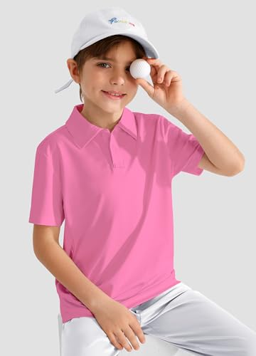 Image of MIVEI Kids' Performance School Uniform Polo Shirt Breathable UPF50+ | Youth Boys Girls Short Sleeve Golf Collared Shirts Grid Dry Fit Wrinkle Free Stretch Lightweight Cool Athletic Button Dress