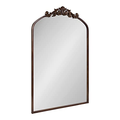 Image of Kate and Laurel Arendahl Ornate Traditional Arched Mirror; 24 x 36; Bronze; Decorative Baroque Style Arched Wall Mirror with Ornamental Crown