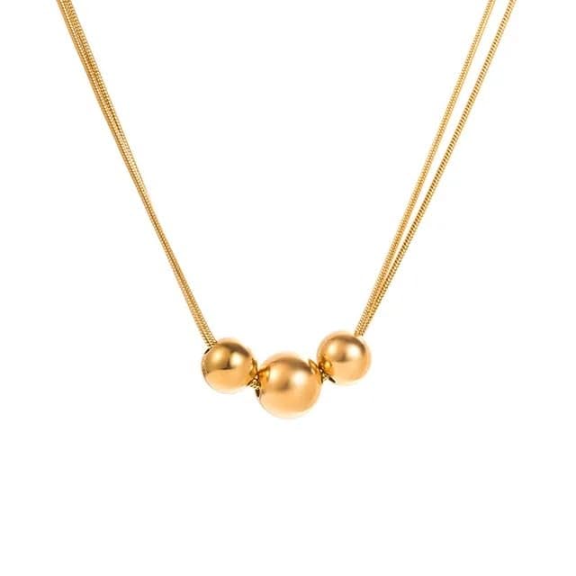 VIEN Stainless Steel Gold Color Beads Ball Pendant Necklace for Women,Girls 2-Layer Chain Jewelry Gifts (B0D3QHX5KG) Amazon Price History, Amazon Price Tracker