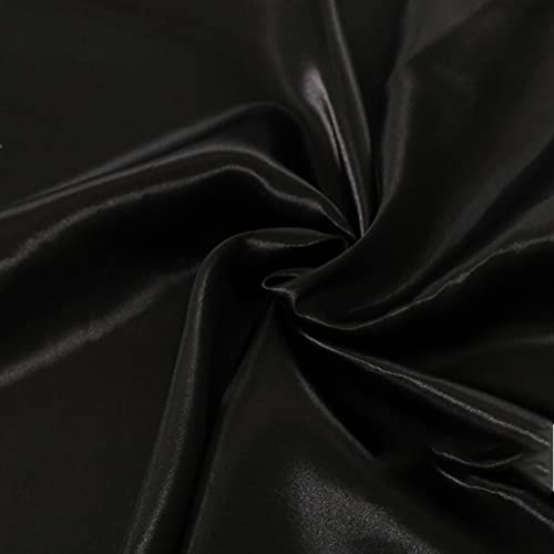 QCKJ Seda TafetáN Seda Tela para Elaborar Vestidos Bodas Graduaciones Forro De Tela Interior para Vestidos De Novias Fundas ArtesaníAs Blusas Costura ElaboracióN De Ropa-por Metro 150c(Color:Negro)