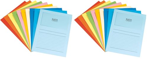 ELCO Ordo Classico Chemise de classement avec fenêtre 120 g/m² Chemise 220 mm x 310 mm, fenêtre 180 mm x 100 mm Boîte de 100 (10 x 10 couleurs assorties)...