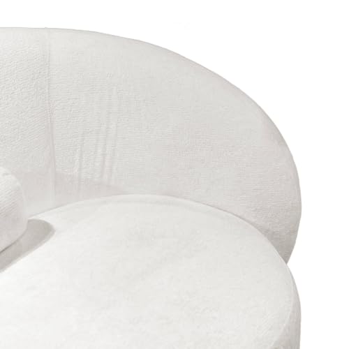 Image of Furniture of America Sylin Modern Chenille Sofa with Pillows, Curved Arms and High Density Foam, Wooden Comfortable Couch for Living Room, Office, White