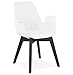 Alterego Chaise avec accoudoirs 'Mistral' Blanche avec Pieds en Bois Noir