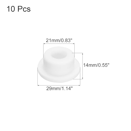 Image of MECCANIXITY High Temp Silicone Plug Mount Dia 21mm /0.83 Inch T Shaped Rubber Stopper Hole Plugs for Powder Coating Plating Waterproof Sealing Plugs White Pack of 10(OD 29mm /1.14 Inch)
