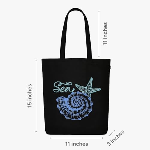 EcoRight 100% Organic Canvas Tote Bag with Zip, Eco-friendly Small Tote Bags for Women for Christmas, Travel, Beach & Shopping