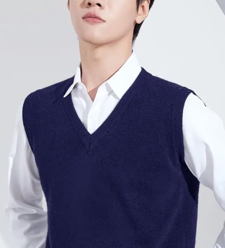 Men’S Classic V-Neck Cashmere Wool Sweater Vest Super Warm Sleeveless Knitted Pullover Tank Top2