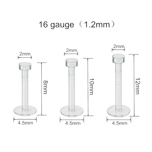 16g Clear Nose Studs Plastic Helix Piercing Jewelry for Women Men 16 Gauge Bioflex Earrings Lobe Piercing Retainers for Work Sport Surgery Sensitive Ears Lip Tongue Piercing Rings 12pcs2