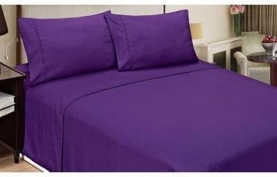 LaxLinen Super Soft Quality 100% Egyptian Cotton 1Pc Fitted Sheet (+26) Inch Extra Deep Pocket Three Quarter/Small Bed, Purple Solid 600-Thread Count