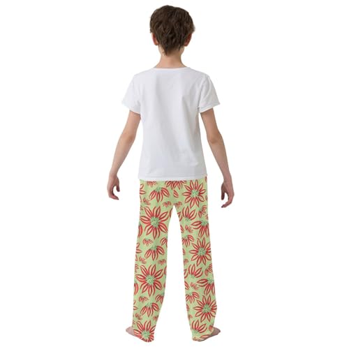 ZZXXB Chilli Flowers Boys Long Pants Soft Trousers Elastic Waist Kids Lounge Bottoms with Pockets S-XL3