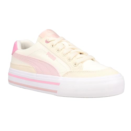 PUMA Womens Court Classic Vulc Lace Up Sneakers Shoes Casual - Off White, Pink2