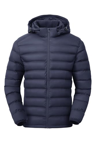 Image of Gopune Men's Lightweight Puffer Jacket Detachable Hooded Water Resistant Puffy Winter Down Jackets for Snow Ski Travel