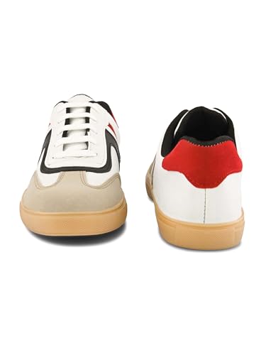 Image of STANPHORD Mens Tpkp 9622 White Black Men Lightweight Comfort Insole Lace-up Sneakers
