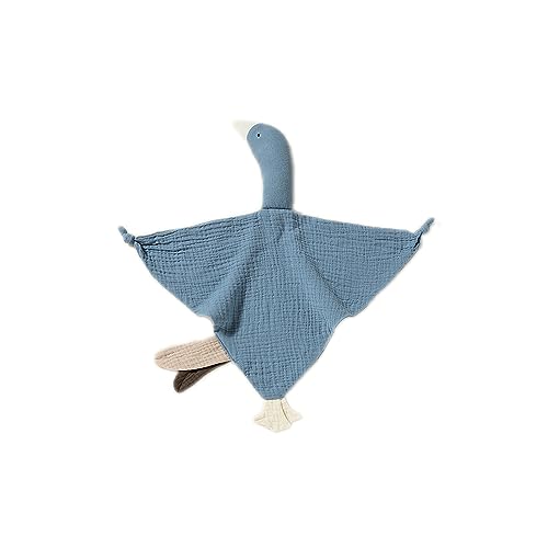 Image of Baby Loveys Security Blankets Cotton Muslin Soft Lovie Cuddly Lovies for Infants Unisex Boy Girls, Cuddle Goose Blue