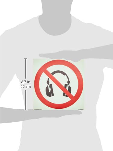 P917 Prohibition: No headphones Sign - 200x200mm - S20, Red/White - Image 4