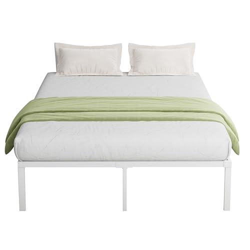 Novilla Rete Letto Matrimoniale 160x190 Struttura Letto Piattaforma, Supporto a Doghe in Acciaio, Base del Materasso, Montaggio Facile, Spazio di Archiviazione Sotto il Letto, Bianco