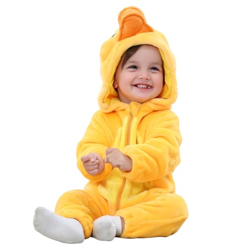 BETTERFUN Baby Animal Cosplay Costume Hooded Romper Soft Infant Toddlers Halloween Outfits Winter Autumn Jumpsuit Duck 3-4T