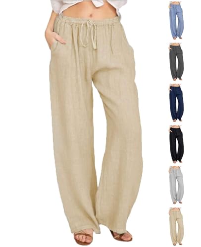 Pantalon en lin femme respirant à poches pour l'été