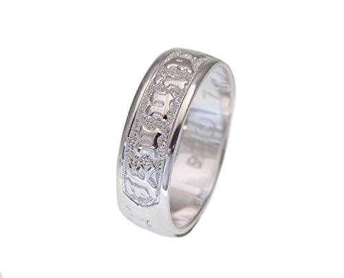 925 sterling silver Hawaiian plumeria scroll raised kuuipo smooth edge 6mm band ring size 3-14