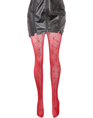 Image of Mrotrida Women's Fire Patterned Fishnet Tights Sexy Elastic Blaze Pantyhose Leggings Fire Mesh Stockings