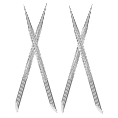 BELLIFFY 2sets Cuticle Pusher Tool Professional Nail Tools Set Stainless Steel Cuticle Pusher Comfortable Grip for Easy Use 4pcs*2